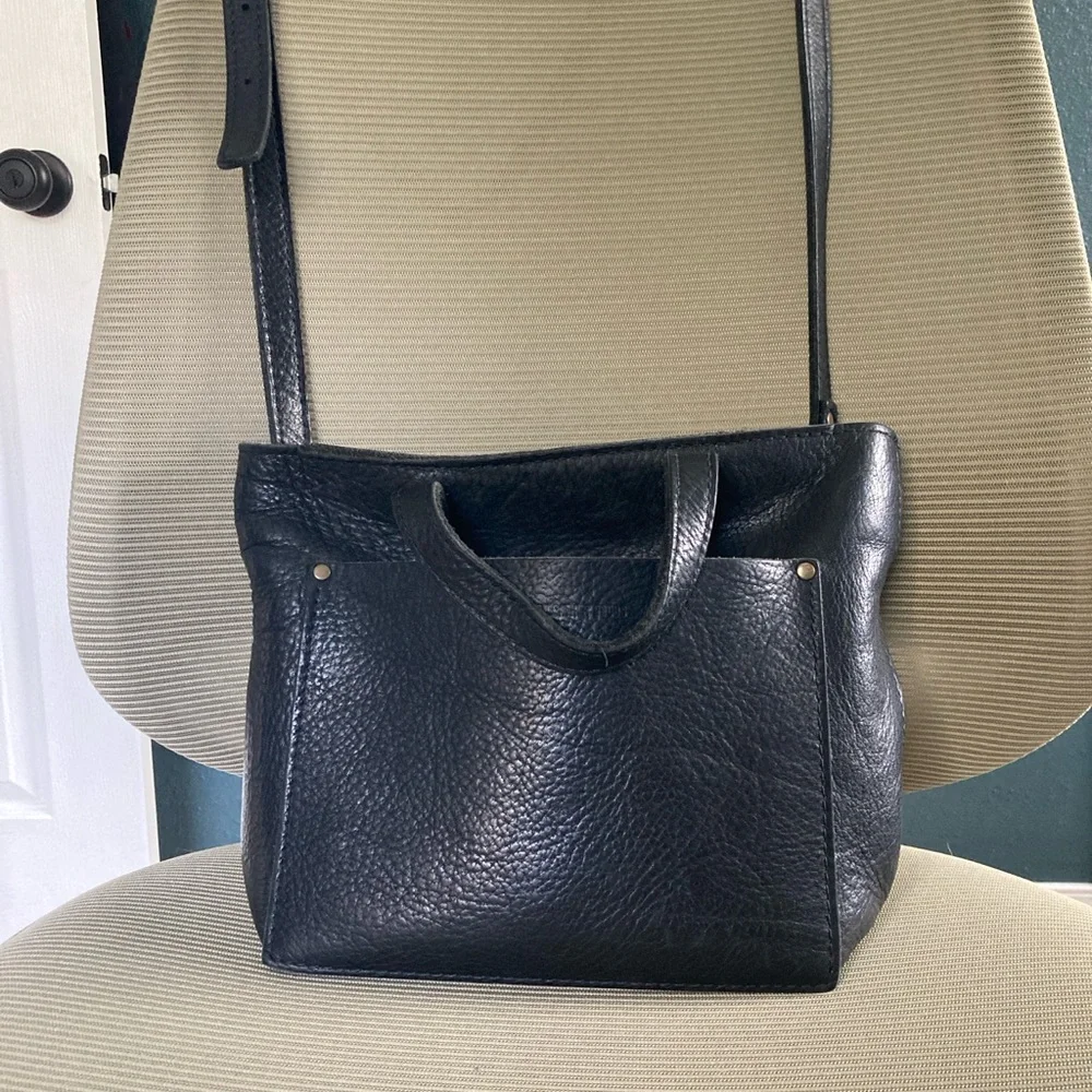 Portland Leather Mini Crossbody Tote Pebbled Black - Picture 4 of 12